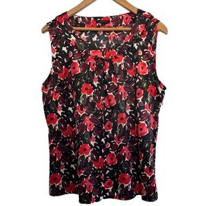 Semantiks sleeveless boat neck abstract floral print blouse